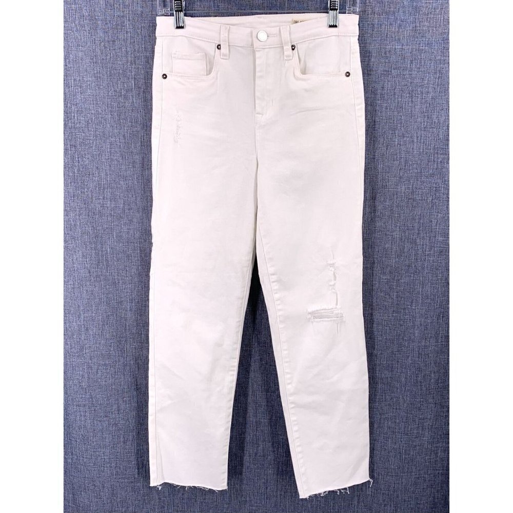NEW BlankNYC Madison High Rise Distressed Crop Raw Hem White Jeans Size 27